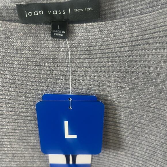 JOAN VASS NEWYORK MIST HEATHER GREY BATWING SWEATER SIZE L NWT - Picture 5 of 12